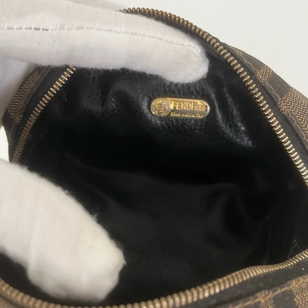 FENDI FF Zucca Monogram Cosmetic/Vanity Pouch Italy EUC Circa1980’s-1990’s